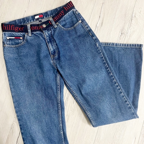 Tommy Hilfiger Vintage 90s Underwear Logo Waistband Flare Jean Size 5 - Picture 1 of 8